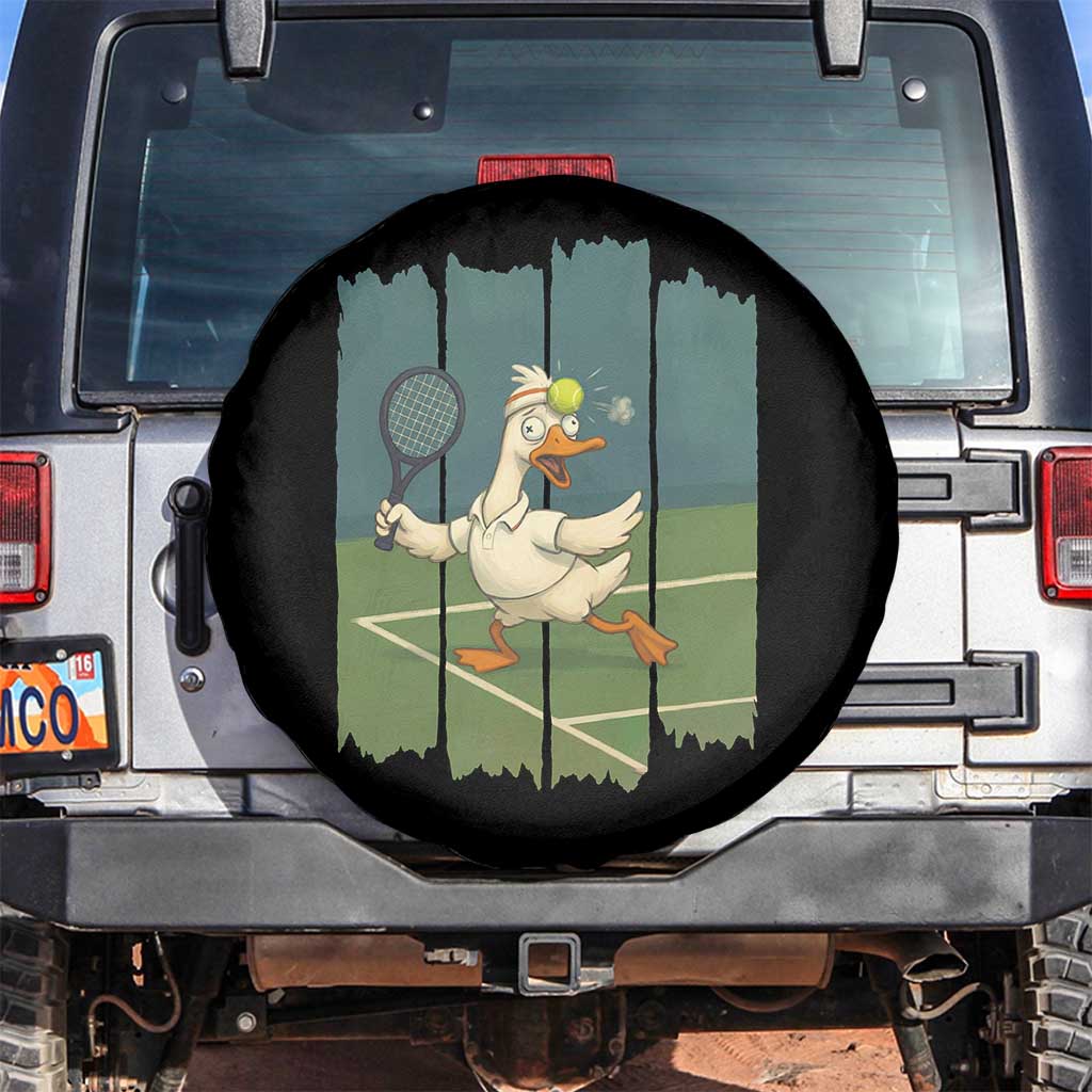 Silly Goose Playing Tennis Spare Tire Cover Funny Bird Getting Hit By Ball TS12 No hole Black Print Your Wear