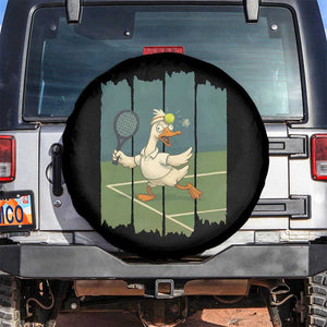 Silly Goose Playing Tennis Spare Tire Cover Funny Bird Getting Hit By Ball TS12 No hole Black Print Your Wear