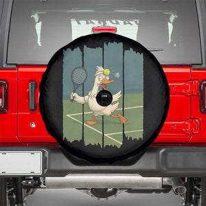 Silly Goose Playing Tennis Spare Tire Cover Funny Bird Getting Hit By Ball TS12 Black Print Your Wear