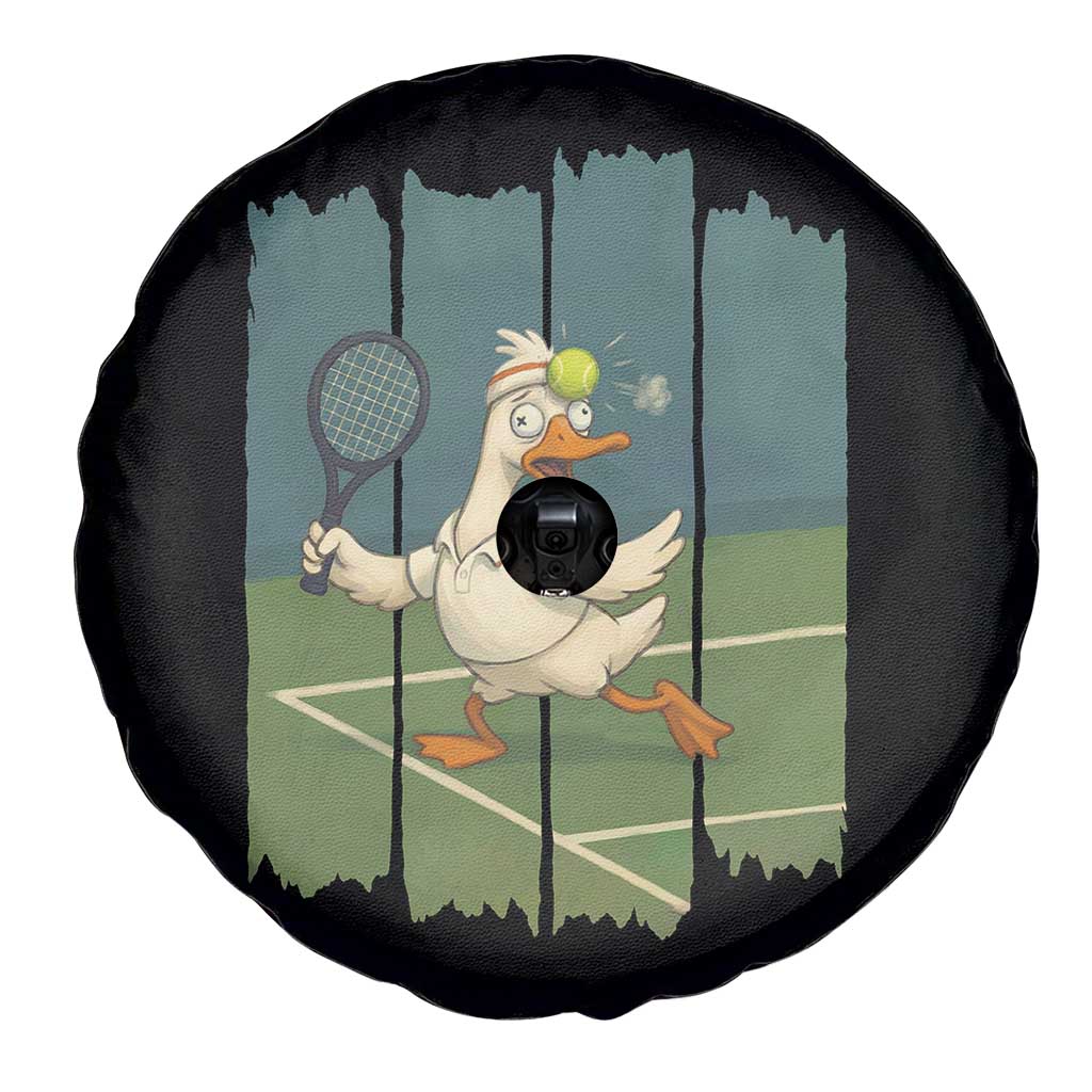 Silly Goose Playing Tennis Spare Tire Cover Funny Bird Getting Hit By Ball TS12 Print Your Wear