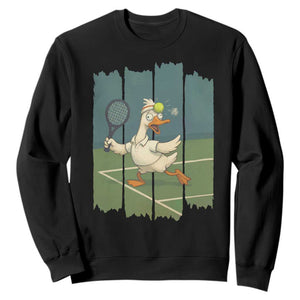 Silly Goose Playing Tennis Sweatshirt Funny Bird Getting Hit By Ball TS12 Black Print Your Wear