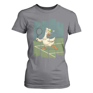 Silly Goose Playing Tennis T Shirt For Women Funny Bird Getting Hit By Ball TS12 Charcoal Print Your Wear