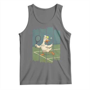 Silly Goose Playing Tennis Tank Top Funny Bird Getting Hit By Ball TS12 Black Heather Print Your Wear