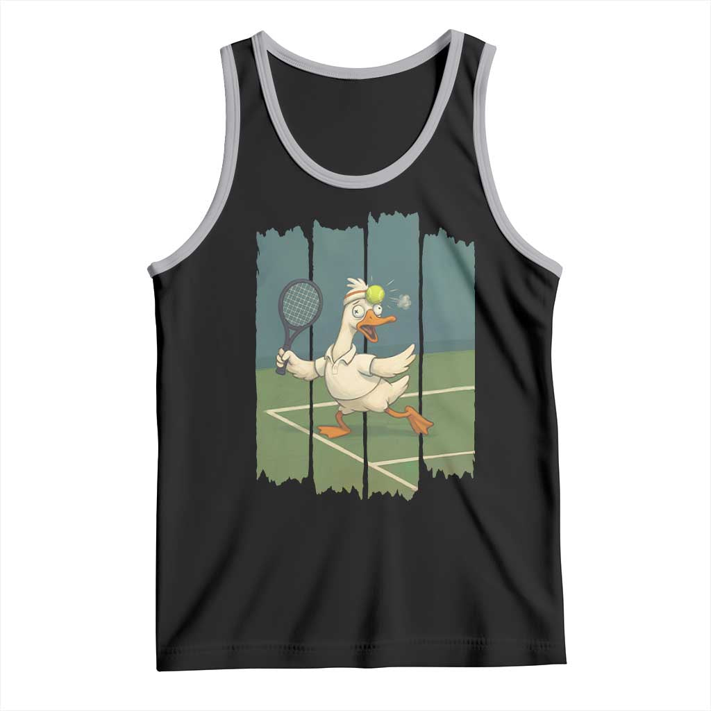 Silly Goose Playing Tennis Tank Top Funny Bird Getting Hit By Ball TS12 Black Athletic Heather Print Your Wear