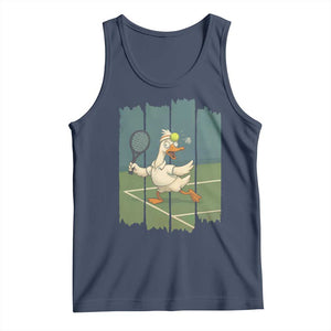 Silly Goose Playing Tennis Tank Top Funny Bird Getting Hit By Ball TS12 Navy Print Your Wear