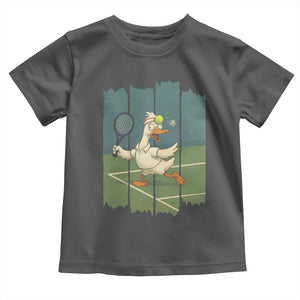Silly Goose Playing Tennis Toddler T Shirt Funny Bird Getting Hit By Ball TS12 Dark Heather Print Your Wear