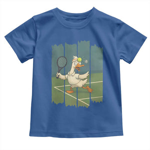 Silly Goose Playing Tennis Toddler T Shirt Funny Bird Getting Hit By Ball TS12 Royal Blue Print Your Wear