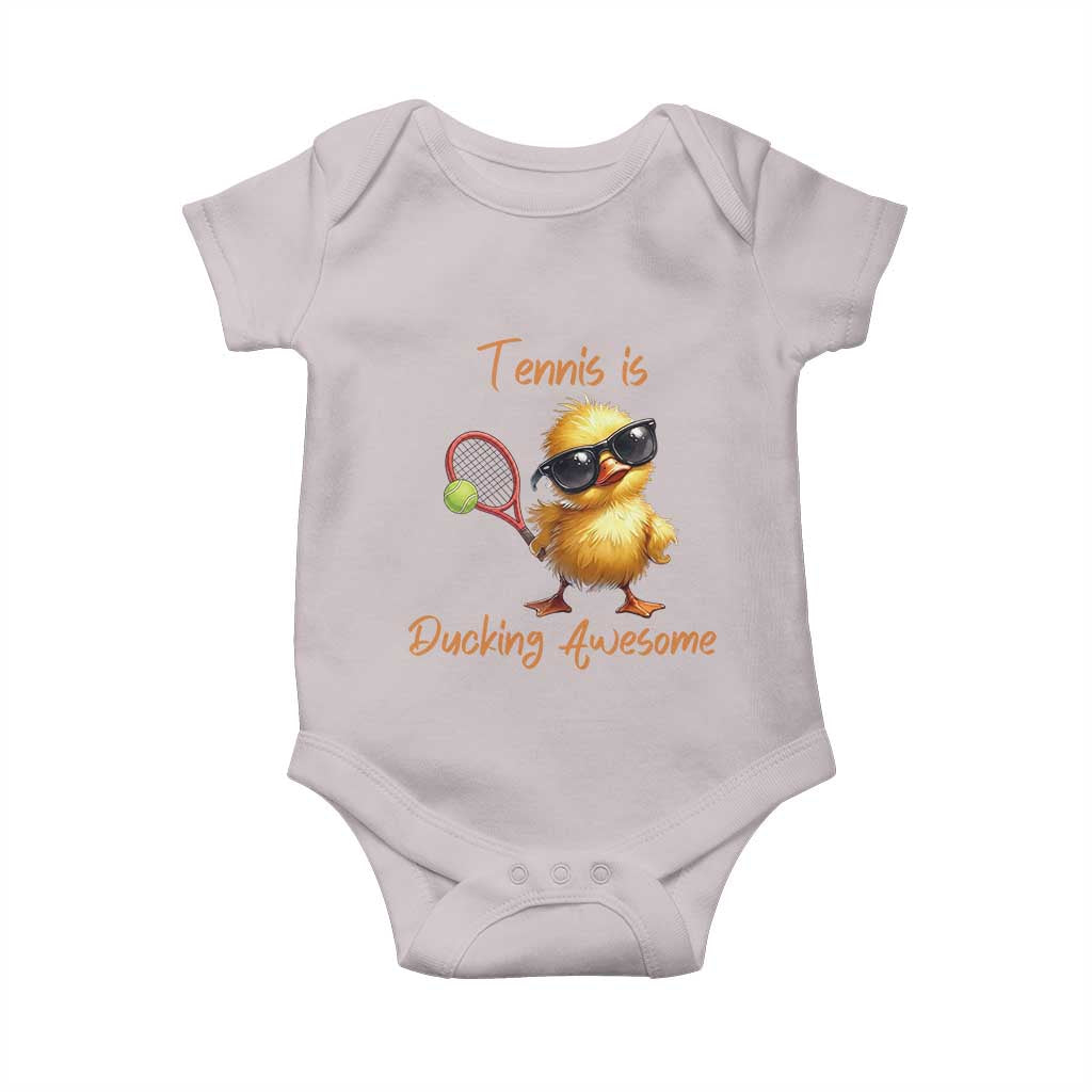 Funny Cute Duck Playing Tennis Baby Onesie Ducking Awesome TS12 Ice Gray Print Your Wear