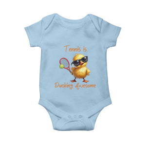 Funny Cute Duck Playing Tennis Baby Onesie Ducking Awesome TS12 Light Blue Print Your Wear
