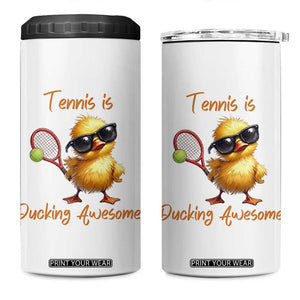 Funny Cute Duck Playing Tennis 4 in 1 Can Cooler Tumbler Ducking Awesome TS12 One Size: 16 oz White Print Your Wear