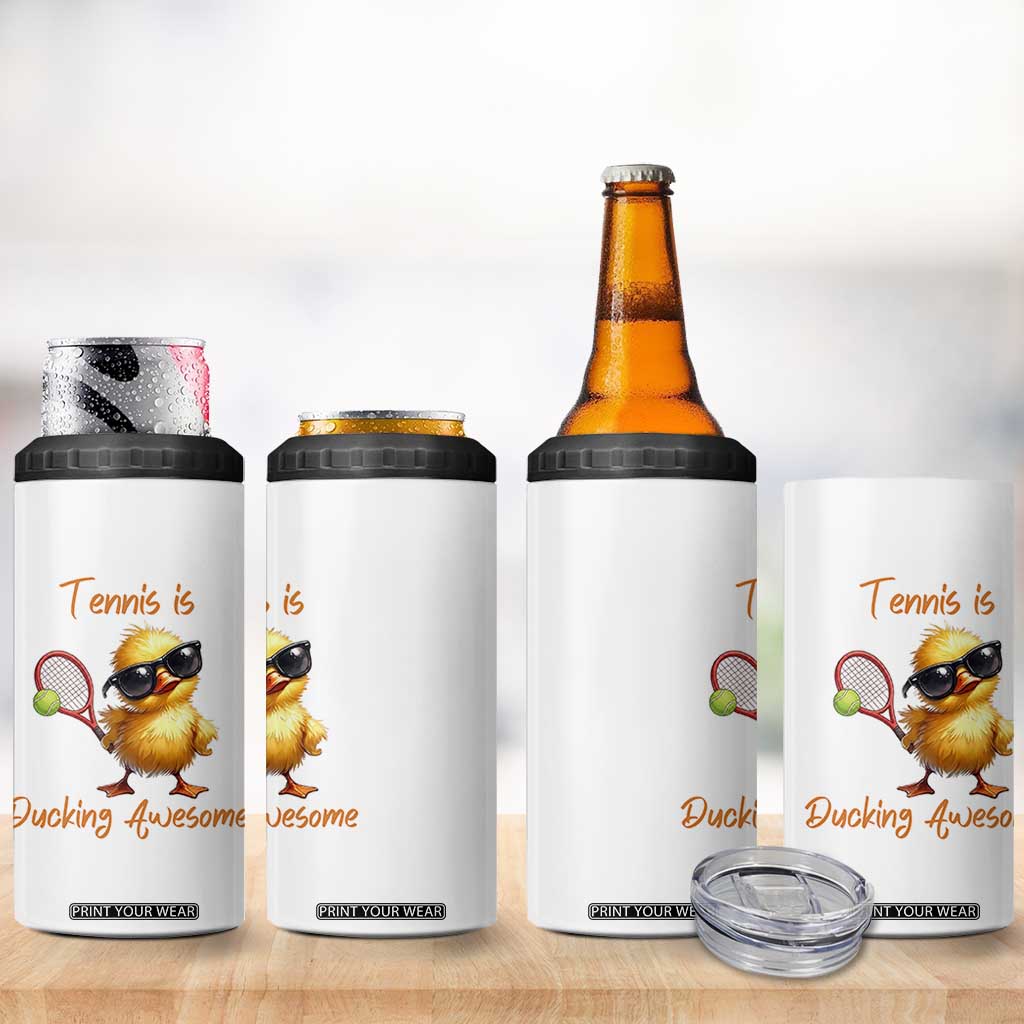 Funny Cute Duck Playing Tennis 4 in 1 Can Cooler Tumbler Ducking Awesome TS12 Print Your Wear