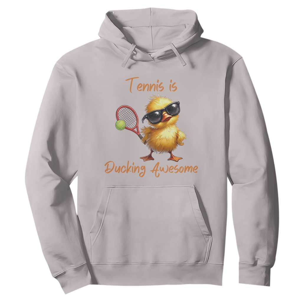 Funny Cute Duck Playing Tennis Hoodie Ducking Awesome TS12 Ice Gray Print Your Wear