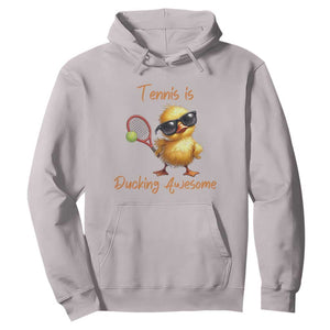 Funny Cute Duck Playing Tennis Hoodie Ducking Awesome TS12 Ice Gray Print Your Wear