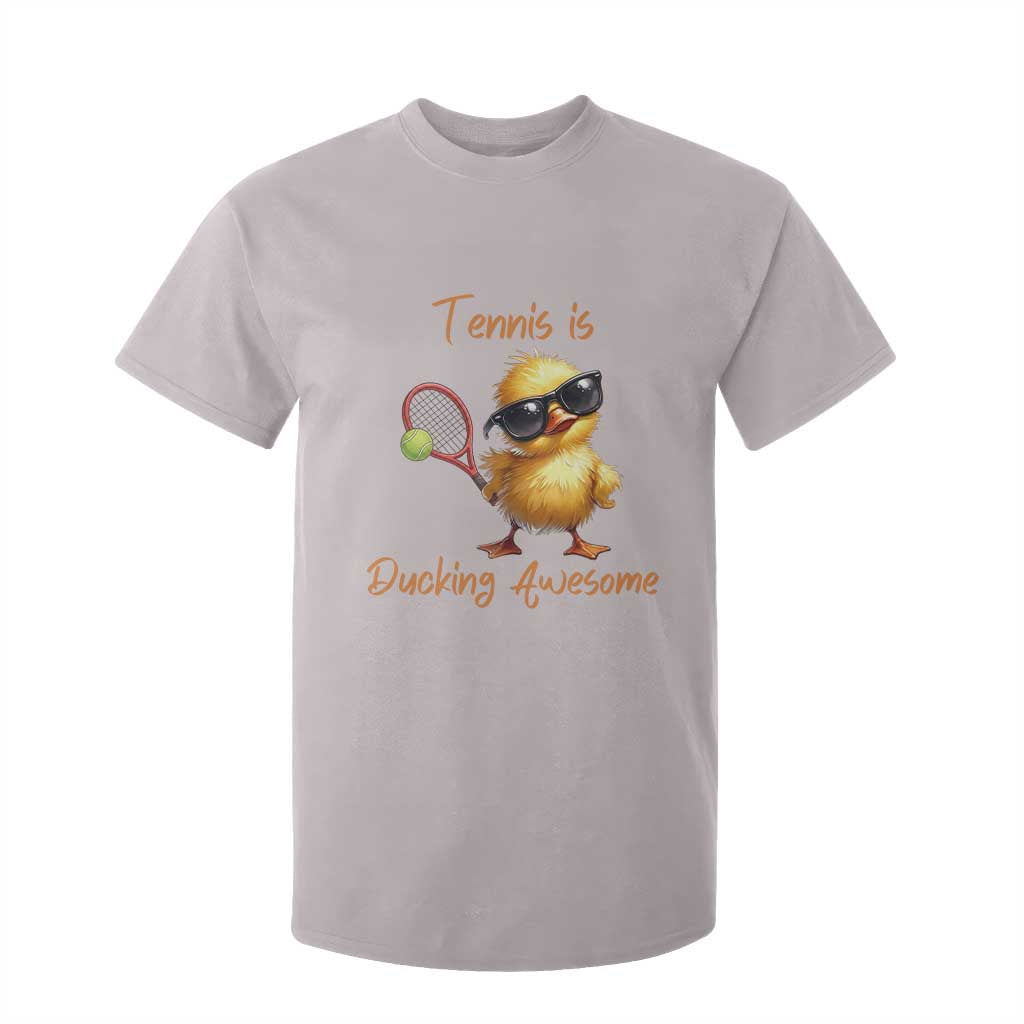 Funny Cute Duck Playing Tennis T Shirt For Kid Ducking Awesome TS12 Ice Gray Print Your Wear