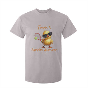 Funny Cute Duck Playing Tennis T Shirt For Kid Ducking Awesome TS12 Ice Gray Print Your Wear