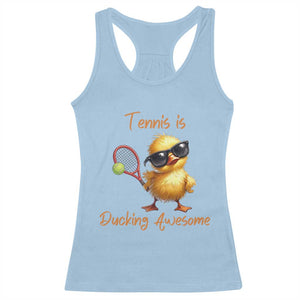 Funny Cute Duck Playing Tennis Racerback Tank Top Ducking Awesome TS12 Light Blue Print Your Wear