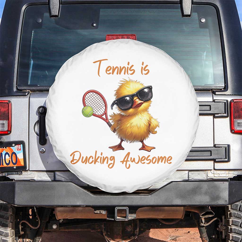 Funny Cute Duck Playing Tennis Spare Tire Cover Ducking Awesome TS12 No hole White Print Your Wear
