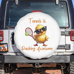 Funny Cute Duck Playing Tennis Spare Tire Cover Ducking Awesome TS12 No hole White Print Your Wear