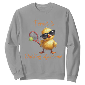 Funny Cute Duck Playing Tennis Sweatshirt Ducking Awesome TS12 Sport Gray Print Your Wear