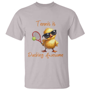 Funny Cute Duck Playing Tennis T Shirt Ducking Awesome TS12 Ice Gray Print Your Wear