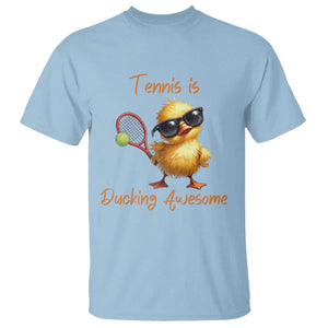Funny Cute Duck Playing Tennis T Shirt Ducking Awesome TS12 Light Blue Print Your Wear