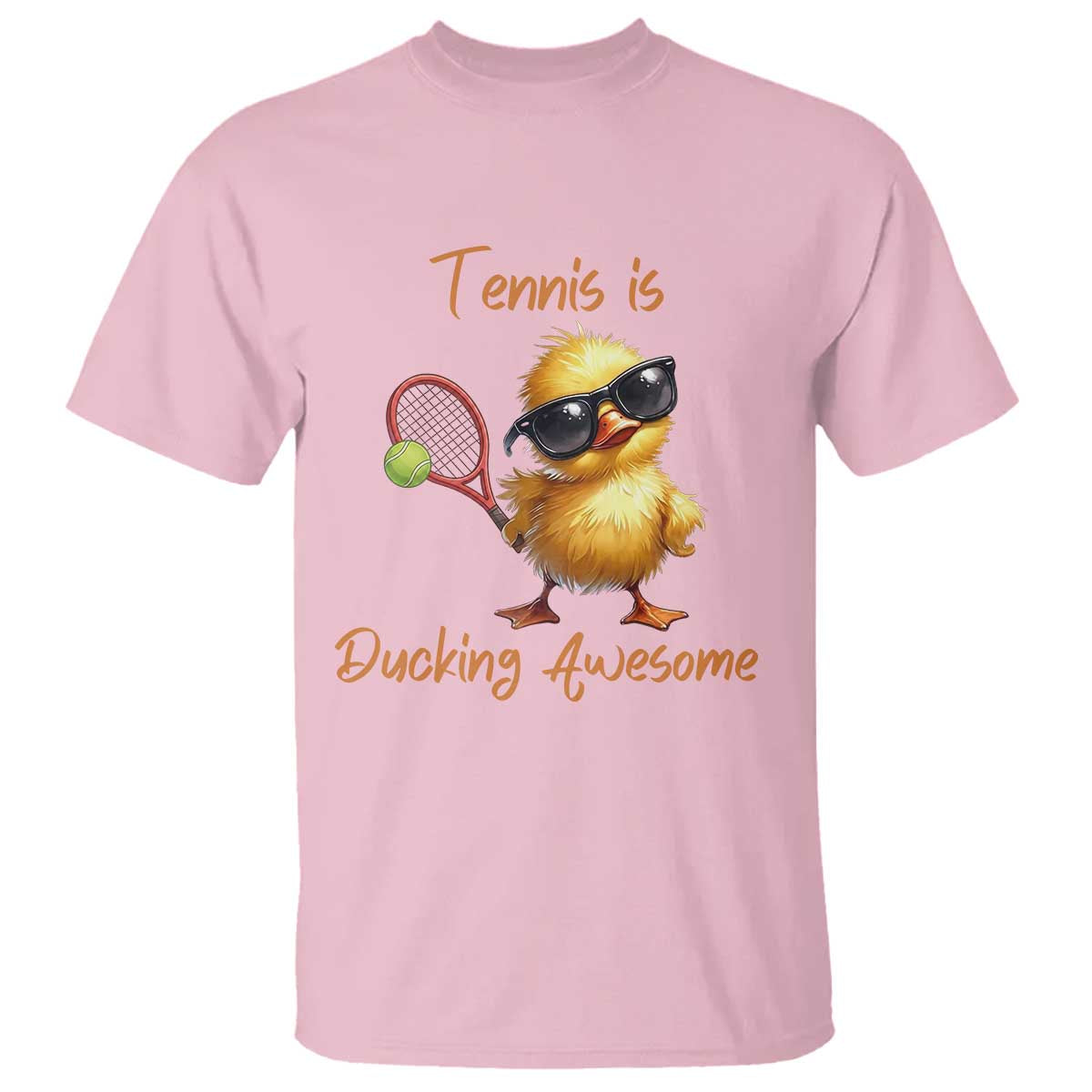 Funny Cute Duck Playing Tennis T Shirt Ducking Awesome TS12 Light Pink Print Your Wear