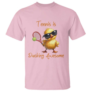 Funny Cute Duck Playing Tennis T Shirt Ducking Awesome TS12 Light Pink Print Your Wear