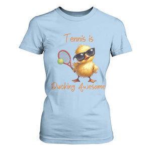 Funny Cute Duck Playing Tennis T Shirt For Women Ducking Awesome TS12 Light Blue Print Your Wear