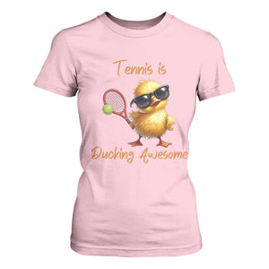 Funny Cute Duck Playing Tennis T Shirt For Women Ducking Awesome TS12 Light Pink Print Your Wear