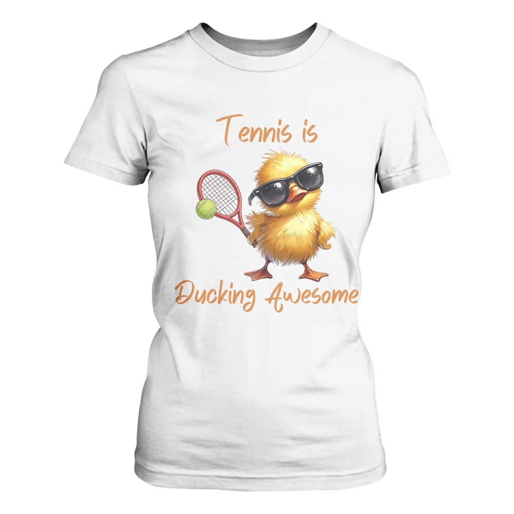 Funny Cute Duck Playing Tennis T Shirt For Women Ducking Awesome TS12 White Print Your Wear