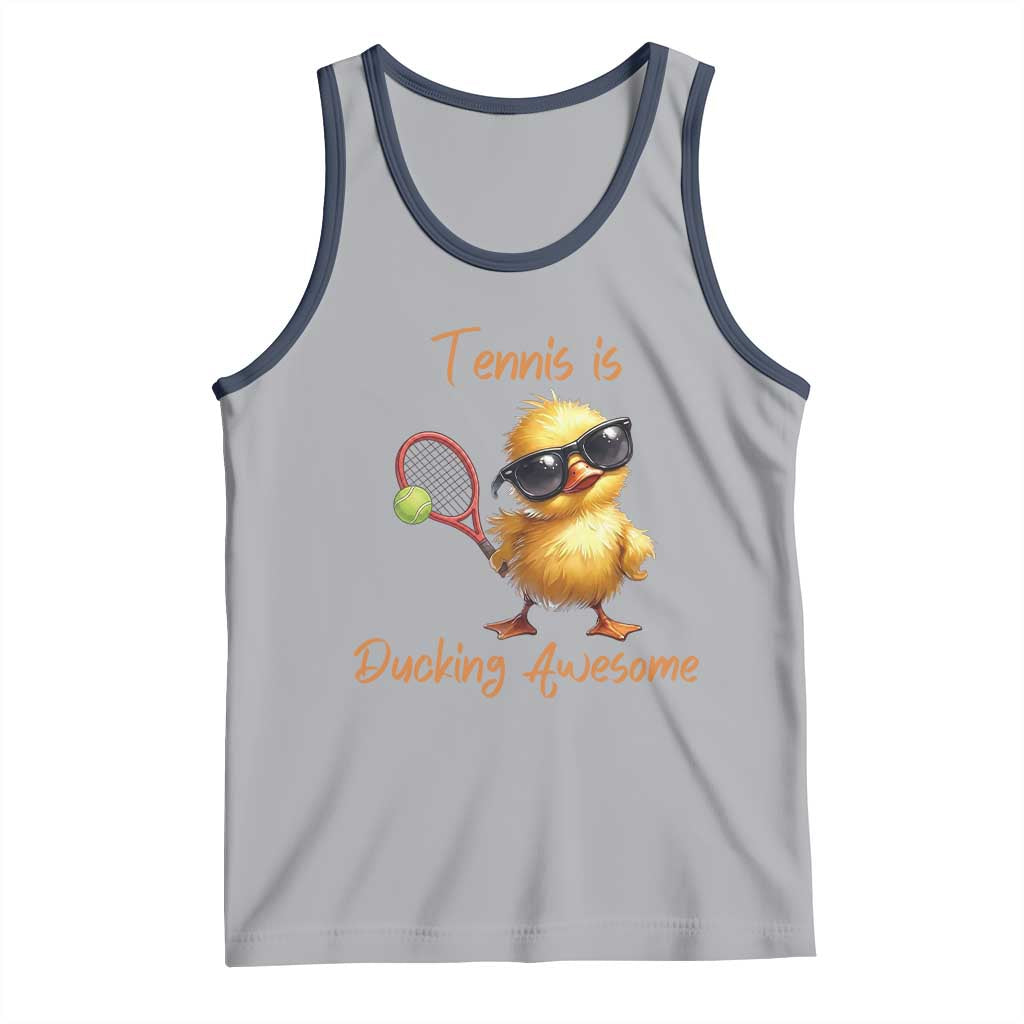 Funny Cute Duck Playing Tennis Tank Top Ducking Awesome TS12 Athletic Heather Navy Print Your Wear