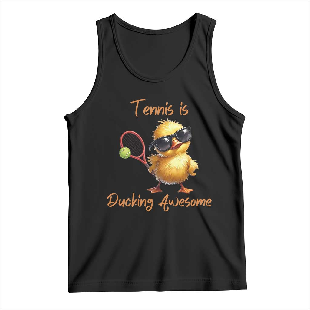 Funny Cute Duck Playing Tennis Tank Top Ducking Awesome TS12 Black Print Your Wear