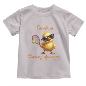 Funny Cute Duck Playing Tennis Toddler T Shirt Ducking Awesome TS12 Ice Gray Print Your Wear