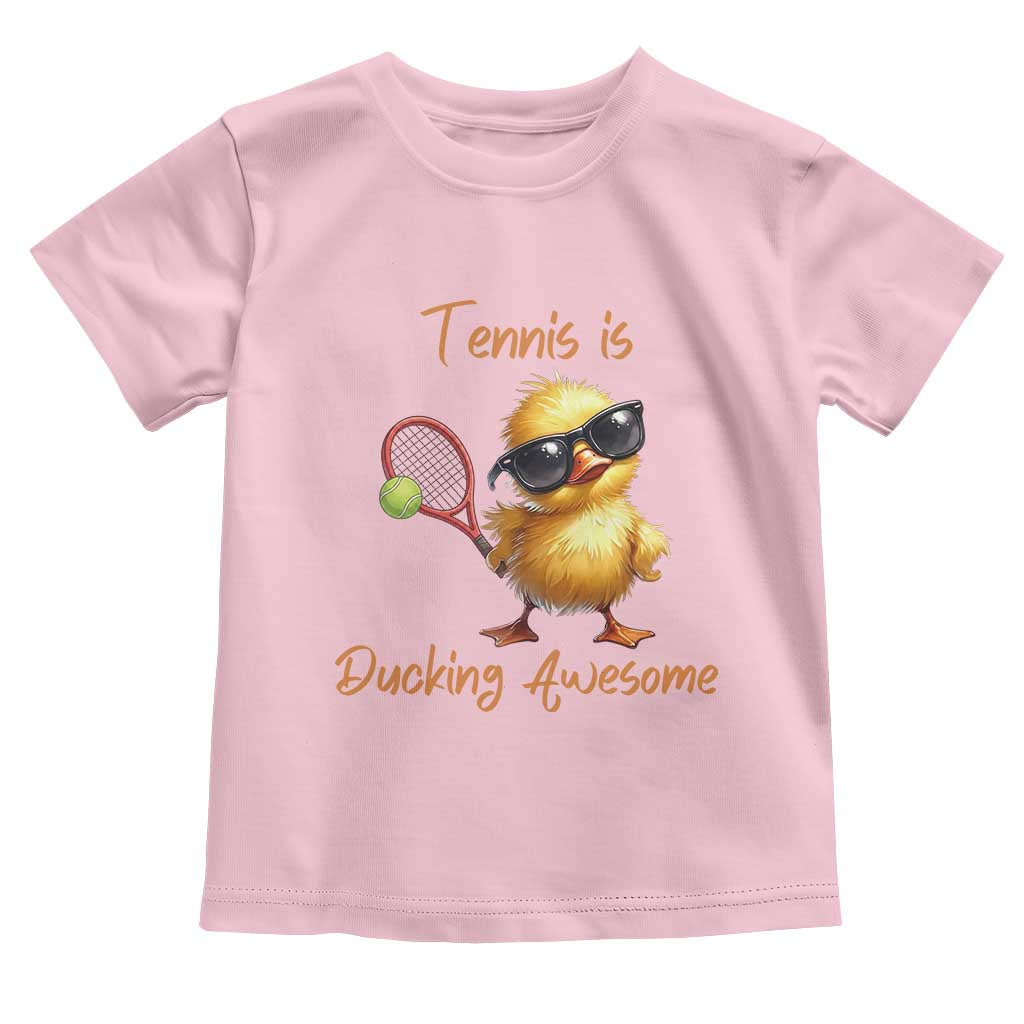 Funny Cute Duck Playing Tennis Toddler T Shirt Ducking Awesome TS12 Light Pink Print Your Wear