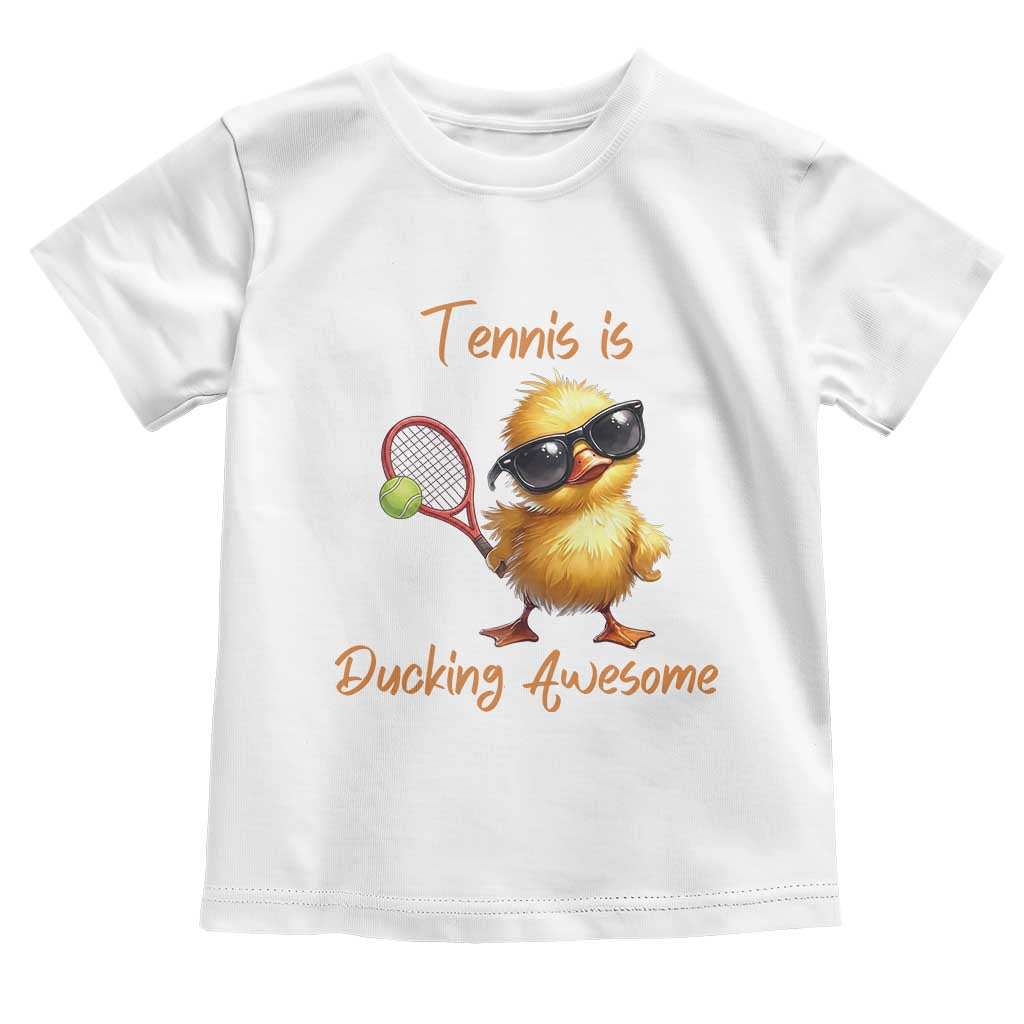 Funny Cute Duck Playing Tennis Toddler T Shirt Ducking Awesome TS12 White Print Your Wear