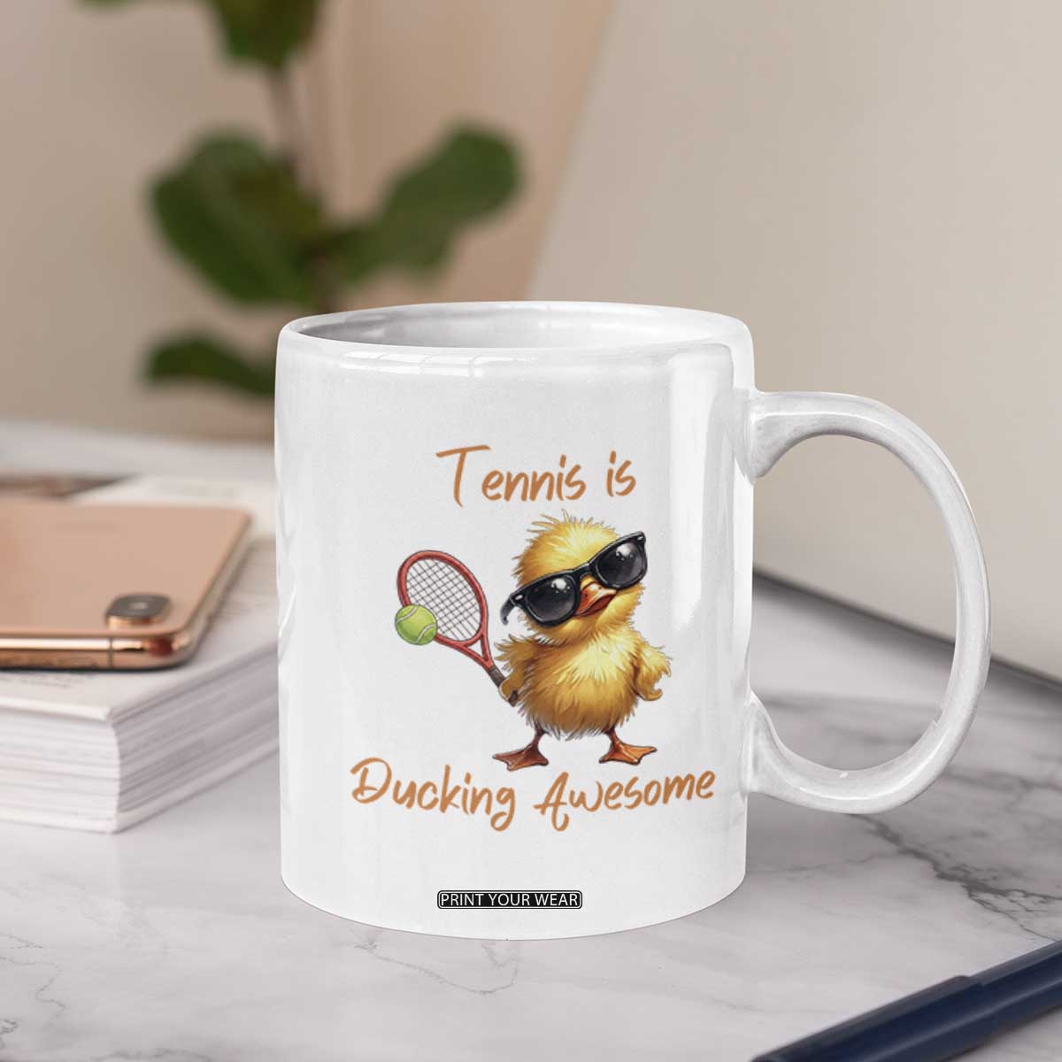 Funny Cute Duck Playing Tennis Coffee Mug Ducking Awesome TS12 Print Your Wear