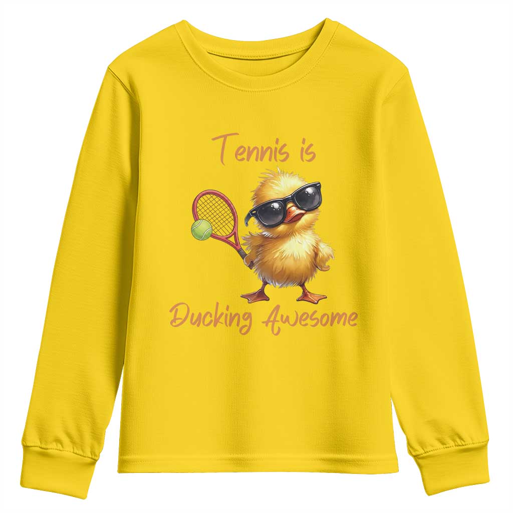 Funny Cute Duck Playing Tennis Youth Sweatshirt Ducking Awesome TS12 Daisy Print Your Wear