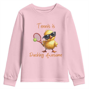 Funny Cute Duck Playing Tennis Youth Sweatshirt Ducking Awesome TS12 Light Pink Print Your Wear