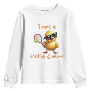 Funny Cute Duck Playing Tennis Youth Sweatshirt Ducking Awesome TS12 White Print Your Wear