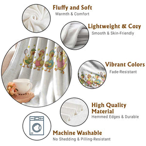 Funny Duck Playing Tennis Throw Blanket Farm Animal Lover TS12 Print Your Wear