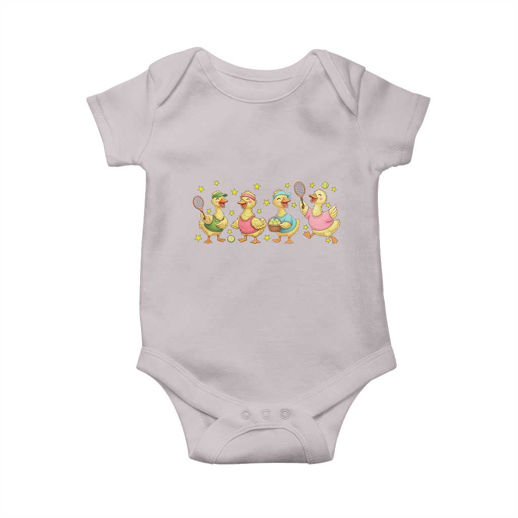 Funny Duck Playing Tennis Baby Onesie Farm Animal Lover TS12 Ice Gray Print Your Wear