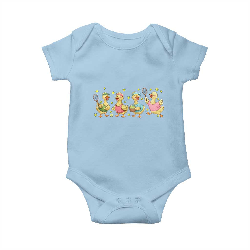 Funny Duck Playing Tennis Baby Onesie Farm Animal Lover TS12 Light Blue Print Your Wear