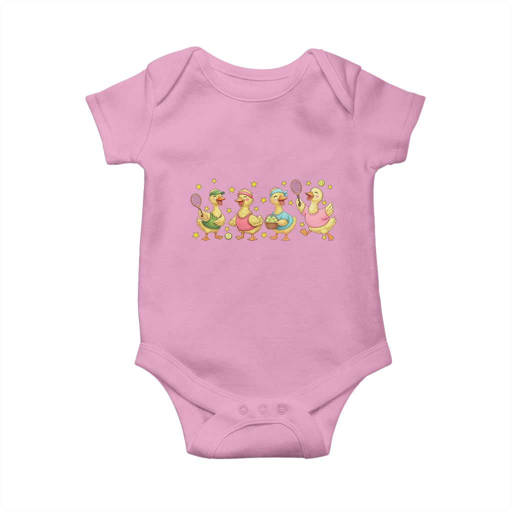Funny Duck Playing Tennis Baby Onesie Farm Animal Lover TS12 Light Pink Print Your Wear