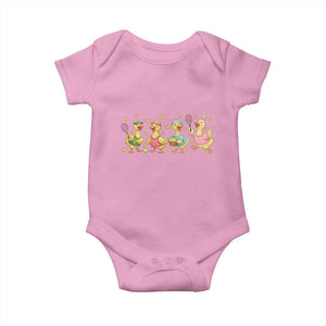 Funny Duck Playing Tennis Baby Onesie Farm Animal Lover TS12 Light Pink Print Your Wear