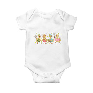 Funny Duck Playing Tennis Baby Onesie Farm Animal Lover TS12 White Print Your Wear