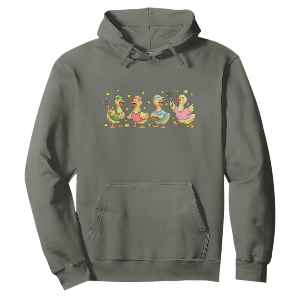Funny Duck Playing Tennis Hoodie Farm Animal Lover TS12 Military Green Print Your Wear