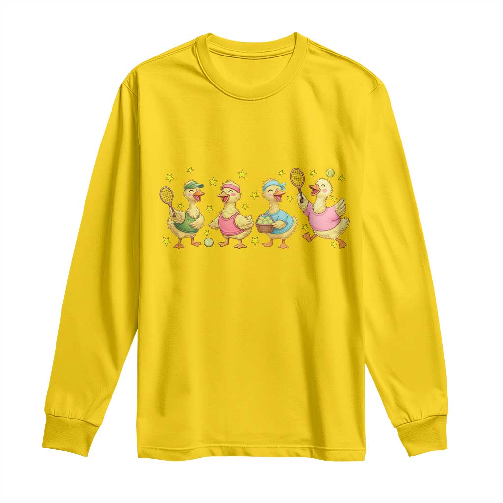 Funny Duck Playing Tennis Long Sleeve Shirt Farm Animal Lover TS12 Daisy Print Your Wear
