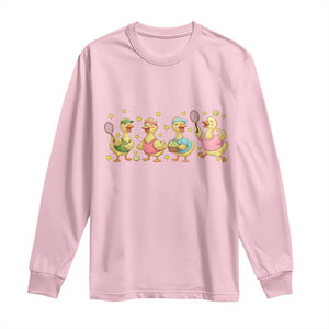 Funny Duck Playing Tennis Long Sleeve Shirt Farm Animal Lover TS12 Light Pink Print Your Wear