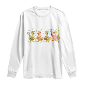 Funny Duck Playing Tennis Long Sleeve Shirt Farm Animal Lover TS12 White Print Your Wear