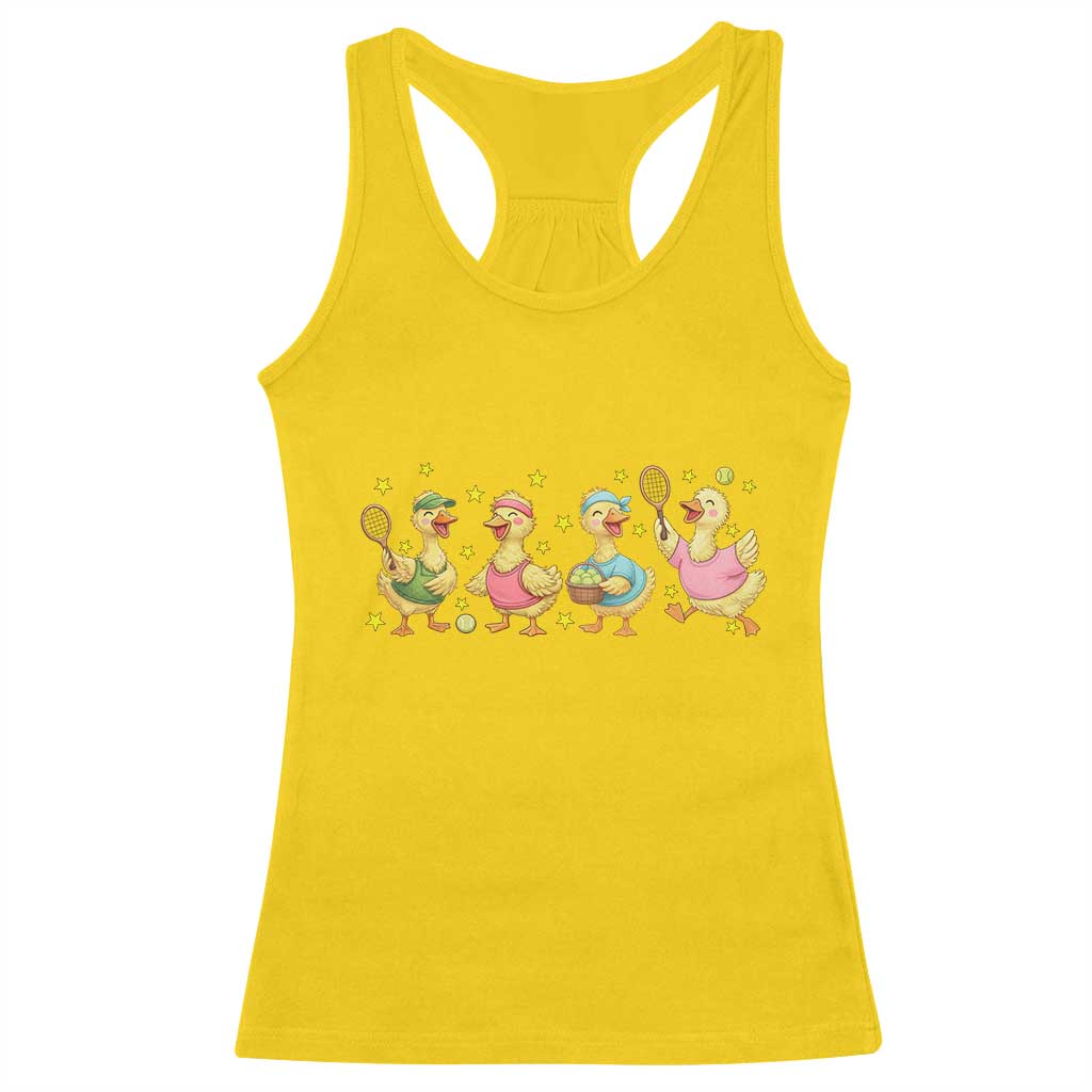 Funny Duck Playing Tennis Racerback Tank Top Farm Animal Lover TS12 Daisy Print Your Wear